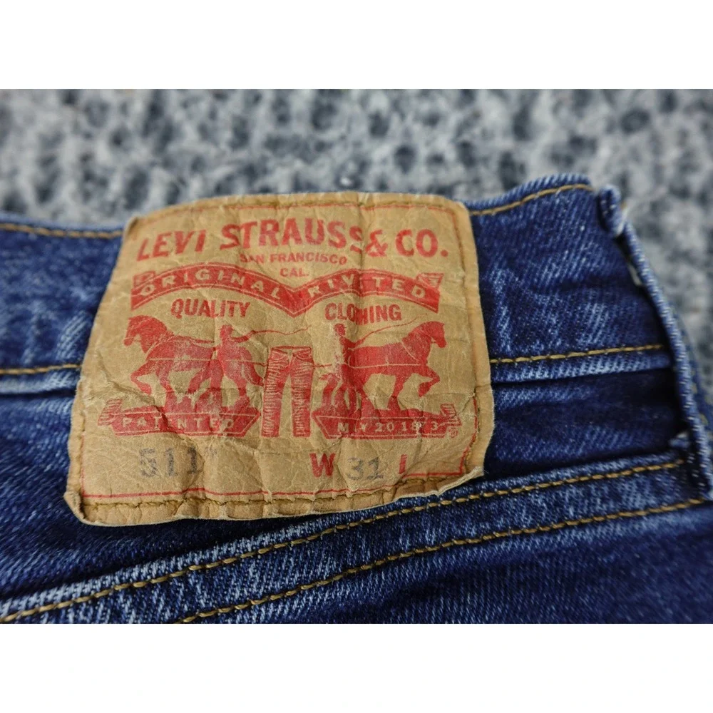 Levis 511 Cutoff Shorts Mens 31 Blue Slim Fit Medium Wash Raw Hem 36555-0326